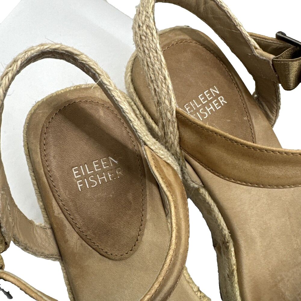 Eileen Fisher Women’s  Turquesa Tan Espadrille Platform Wedge Sandals Size 7 - Picture 3 of 11